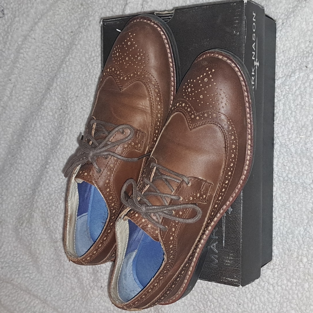 Mark Nason Brown Wingtip Leather Lace Up Dress Oxfords Shoes Men's Size 7.5